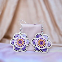 Load image into Gallery viewer, Embroidered Boho Wooden Earrings
