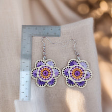 Load image into Gallery viewer, Embroidered Boho Wooden Earrings