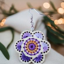 Load image into Gallery viewer, Embroidered Boho Wooden Earrings