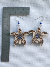 Load image into Gallery viewer, Engraved Wooden Earrings Sea Turtle