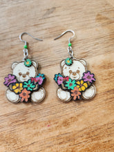 Load image into Gallery viewer, Teddy Bear Flower Wooden Earrings