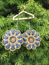 Load image into Gallery viewer, Blue Blossom Beauty - Wooden Embroidered Earrings