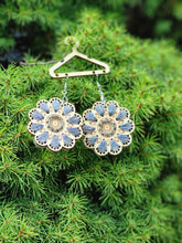 Load image into Gallery viewer, Blue Blossom Beauty - Wooden Embroidered Earrings