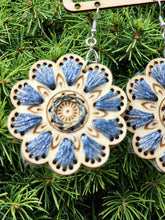 Load image into Gallery viewer, Blue Blossom Beauty - Wooden Embroidered Earrings