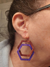 Load image into Gallery viewer, Hexagon Wooden Earrings