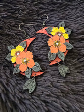 Load image into Gallery viewer, Moon Flower Wooden Earrings