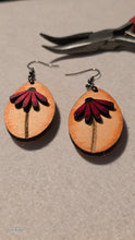 Load image into Gallery viewer, Mauve Blossom Wooden Earrings