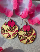 Load image into Gallery viewer, Engraved Butterfly Wooden Earrings