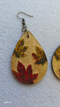 Load image into Gallery viewer, Leaf Whispers - Hand Painted Wooden Earrings