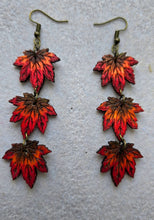 Load image into Gallery viewer, Autumn Ember – Hand-Painted Wooden Earrings