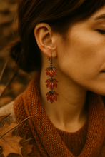 Load image into Gallery viewer, Autumn Ember – Hand-Painted Wooden Earrings