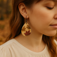 Load image into Gallery viewer, Leaf Whispers - Hand Painted Wooden Earrings