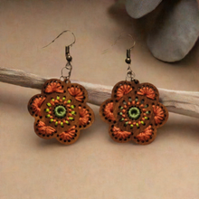 Load image into Gallery viewer, Embroidery Floral Essence Wooden Earrings