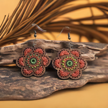 Load image into Gallery viewer, Embroidery Floral Essence Wooden Earrings