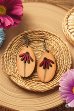 Load image into Gallery viewer, Mauve Blossom Wooden Earrings