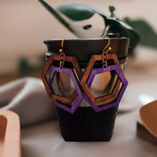 Load image into Gallery viewer, Hexagon Wooden Earrings