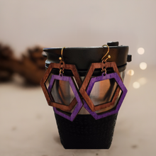 Load image into Gallery viewer, Hexagon Wooden Earrings