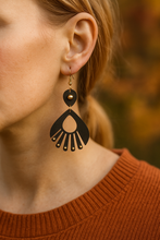 Load image into Gallery viewer, Ebony Moon Wooden Earrings