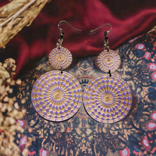 Load image into Gallery viewer, Boho Chic Wooden Lavanda Mandala Earrings: Unique, Sustainable, and Meaningful