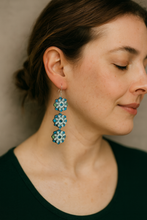 Load image into Gallery viewer, Frozen Sky – Hand-painted snowflake wooden earrings