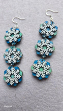 Load image into Gallery viewer, Frozen Sky – Hand-painted snowflake wooden earrings