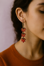Load image into Gallery viewer, Autumn Ember – Hand-Painted Wooden Earrings