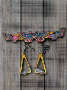 Butterflies Hairclip & Wooden Earrings Set
