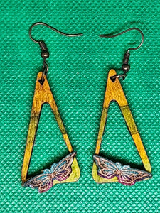 Butterflies Hairclip & Wooden Earrings Set