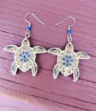Load image into Gallery viewer, Engraved Wooden Earrings  Sea Turtle
