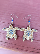 Load image into Gallery viewer, Engraved Wooden Earrings  Sea Turtle
