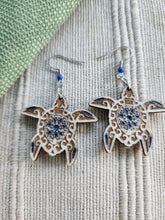 Load image into Gallery viewer, Engraved Wooden Earrings  Sea Turtle

