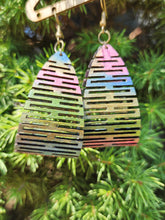 Load image into Gallery viewer, Pearlescent Rainbow Wooden Earrings
