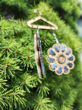Load image into Gallery viewer, Blue Blossom Beauty - Wooden Embroidered Earrings
