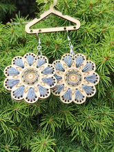 Load image into Gallery viewer, Blue Blossom Beauty - Wooden Embroidered Earrings
