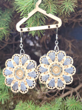 Load image into Gallery viewer, Blue Blossom Beauty - Wooden Embroidered Earrings
