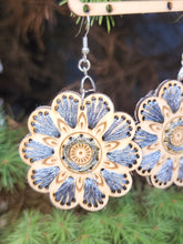 Load image into Gallery viewer, Blue Blossom Beauty - Wooden Embroidered Earrings
