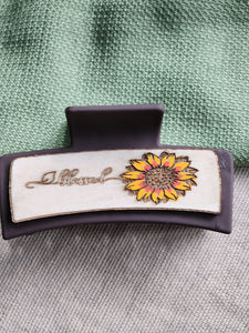 Sunflower Hair Clip & Wooden Earrings Set