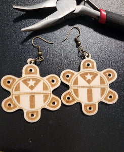 Taíno Sun Wooden Earrings with Puerto Rican Flag – A Symbol of Pride and Heritage