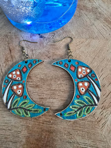 Enchanted Moon & Forest  mushroom Earrings.