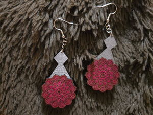 Mystic Mandala Bloom – Boho Wooden Earrings