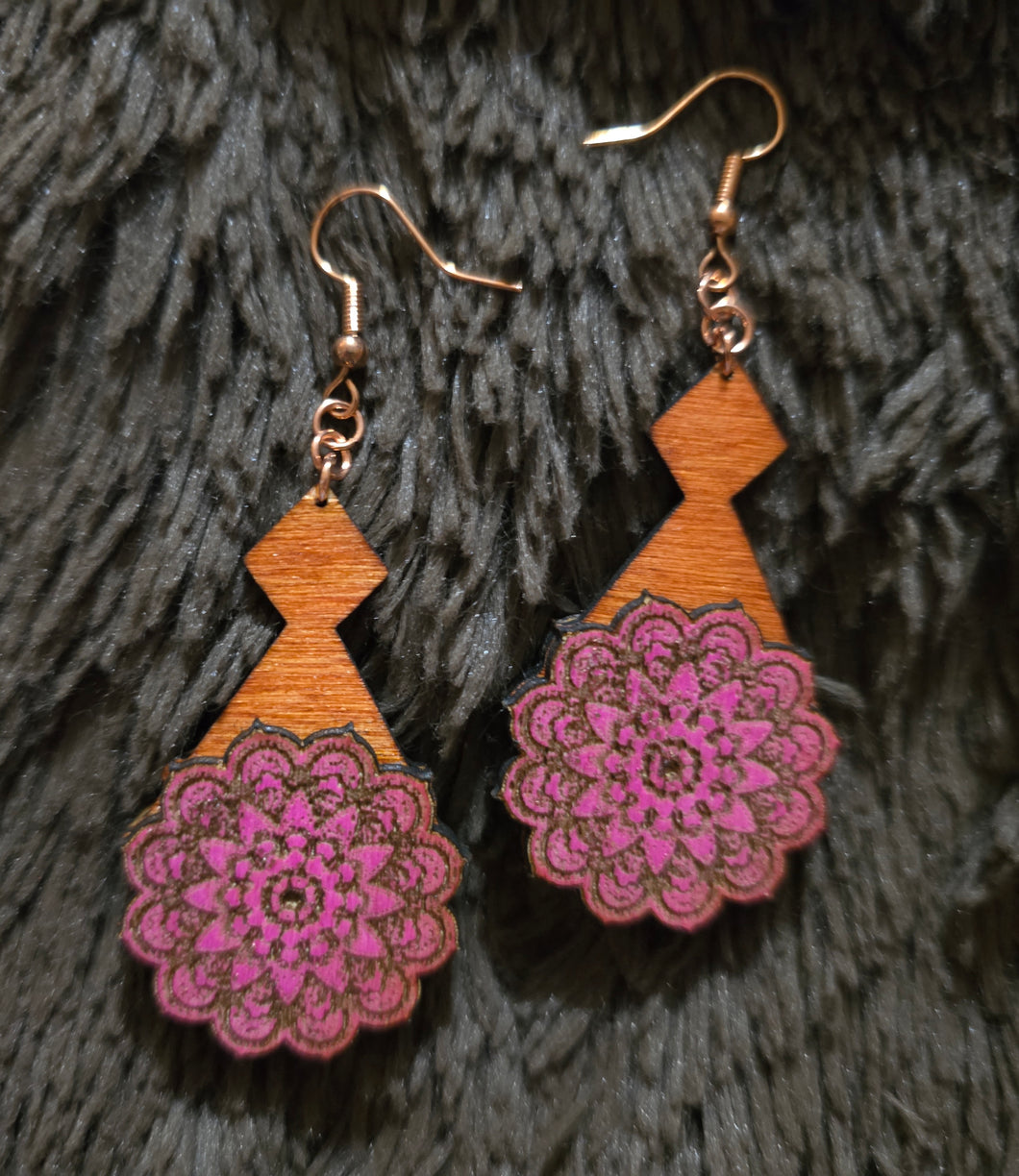 Blush Mandala Magic Wooden Earrings