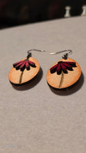 Load image into Gallery viewer, Mauve Blossom Wooden Earrings
