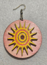 Load image into Gallery viewer, Sunheart – Hand-Painted Wooden Sun Earrings with Resin Center
