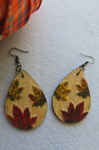 Load image into Gallery viewer, Leaf Whispers - Hand Painted Wooden Earrings
