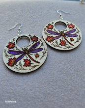 Load image into Gallery viewer, Autumn Wings - Handpainted Wooden Earrings
