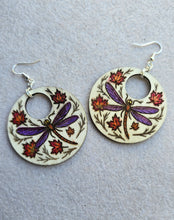 Load image into Gallery viewer, Autumn Wings - Handpainted Wooden Earrings
