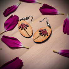 Load image into Gallery viewer, Mauve Blossom Wooden Earrings
