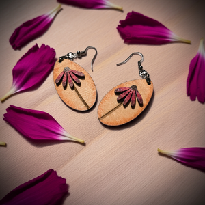 Mauve Blossom Wooden Earrings