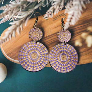 Boho Chic Wooden Lavanda Mandala Earrings: Unique, Sustainable, and Meaningful