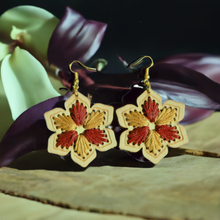 Load image into Gallery viewer, Boho Floral Statement Earrings, Handcrafted Embroidered Design
